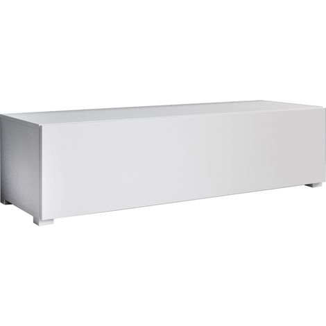 Meuble TV  bass avec pieds 2 cm  Meuble TV de salon  Modèle Aitana M1  Blanc  120x30x40cm