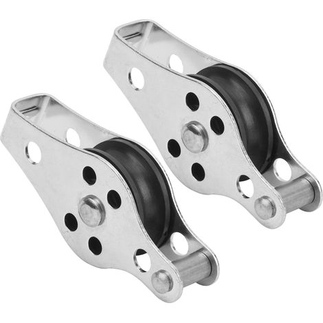Lot de 2 poulies à roue unique robustes en acier inoxydable avec roulement à billes et corde de rotation, résistantes à la rouille (1/5)