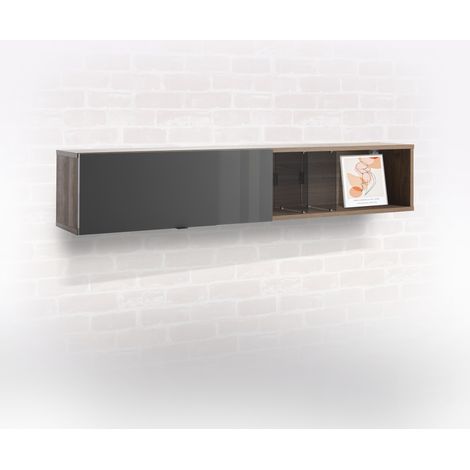 PENSILE MOD. INFINITO CM 178.4X31.5 H.33.8 NOCE BRERA E GRIGIO TITANIO LUCIDO (1/4)