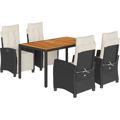 vidaXL Set da Pranzo da Giardino 5 pz Nero con Cuscini in Polyrattan (1/5)