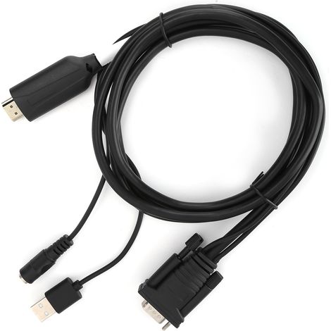 Convertisseur HDMI VGA avec Alimentation USB 1,8 m - Adaptateur Vidéo Numérique vers Analogique