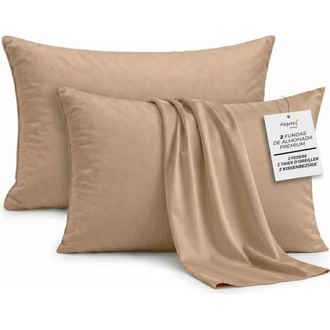 Lot de 2 Taies d'oreiller 50 x 50 cm en Microfibre Extra Souple et Respirante, Housses de Coussin de Lit Anti-Plis, Linge de Lit (1/5)