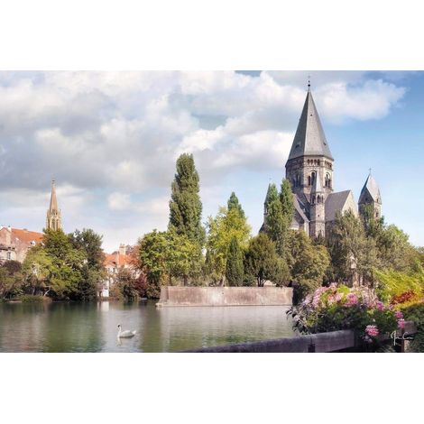 Tableau sur toile temple Protestant de Metz 65x97 cm - Impression sur Toile Murale Décorative - Image imprimée en HD sur Toile - Toile sur Châssis en Bois FSC - Fabriqué en France (1/5)