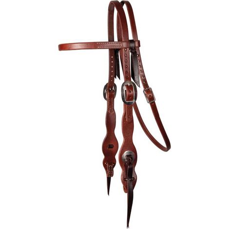 Testiera western Tassel Easy Change in cuoio con guancia smerlata da 5/8" e doppia regolazione