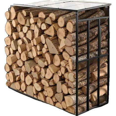 Porte-bûches, Construction Métallique, 143 cm x 70 cm x 143 cm, Charge Maximale 299,4 kg, Design de Toit Incliné, Utilisation Extérieure (1/5)