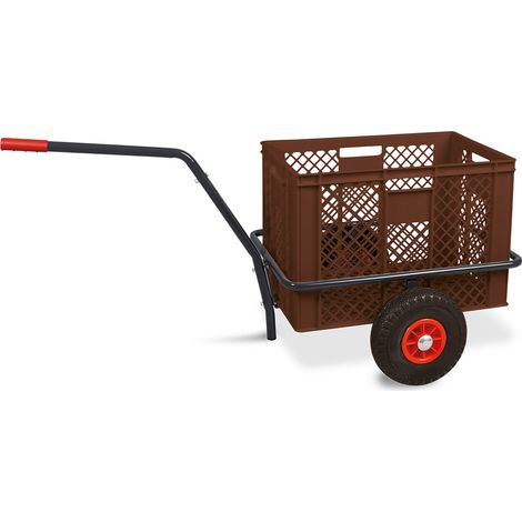 BRB Handwagen mit Kunststoffkorb H 410 mm, LxBxH 1250x640x660 mm, Tragkraft 200 kg (braun)