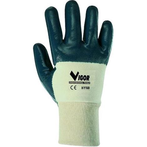 Guanti Vigor in Nitrile Hy-60 Polso Maglia Ce-2 Mis. 9 L Conf. 12 Paia