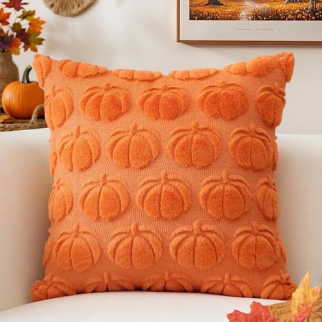 2Pcs Housses de Coussins 45x45cm - - Citrouille Taie d'oreiller pour Maison Salon Chambre Canapé Décoration (Orange) (1/5)