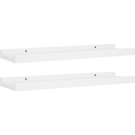 Lot de 2 Étagères à rebord pour cadre photo Meuble Étagère - Blanc 40x9x3 cm MDF (1/5)