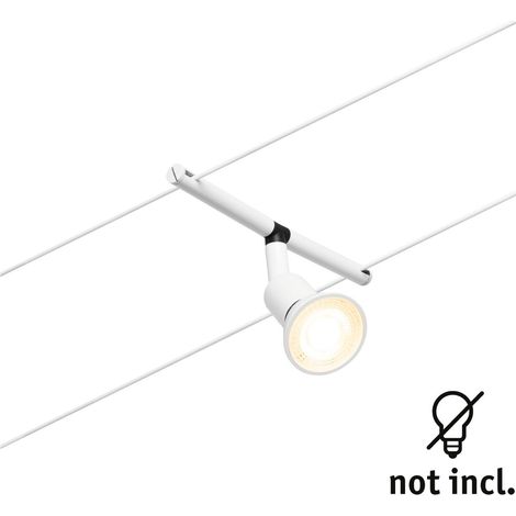 Paulmann CorDuo, punto luce per sistema di cavi per faretti, 94445, Salt, massima CC 10 Watt, cavi estensibili, bianco opaco, in plastica, GU 5,3, senza lampadine (1/5)