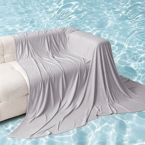 Couverture rafraîchissante - 150x230 cm - Couverture rafraîchissante - Couverture d'été - Fibres rafraîchissantes - Couette d'été fine - Couverture auto-rafraîchissante - Gris clair (1/3)