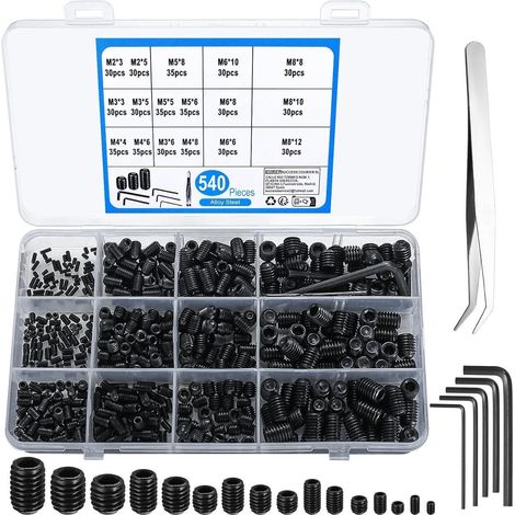 Madenschrauben Innensechskant Sortiment M2 M3 M4 M5 M6 M8 540 schwarz (1/5)