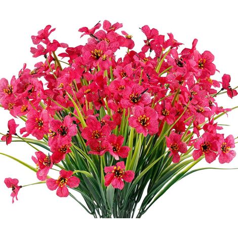 12 Bouquets de fleurs artificielles, résistantes aux UV, en plastique, pour jardin, porche, jardinière (1/5)