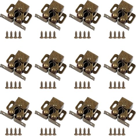 12-teiliges Set Schrankriegel, bronzefarbene Doppelrollenriegel mit Schrauben, Schranktürriegel für Küche, Kleiderschrank, Kommode (1/5)