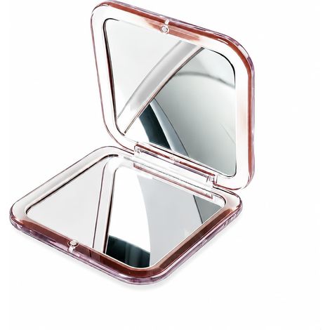 Miroir Grossissant 30x Double Face Pliable,petitmiroir, Miroir De Maquillage Compact 8x8cm Léger avec Fermeture Magnétique Maison Voyage Sac À Main,Or Rose (1/5)