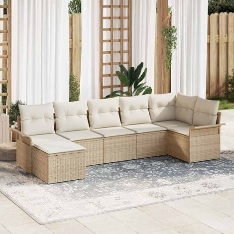 Teenpull – Gartensofa-set 7 Stk. Beige Poly-Rattan (1/5)