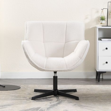 Wahson Chenille Lounge Chair, Padded Armchair with Comfortable Backrest for Bedroom & Living Room, White (1/5)
