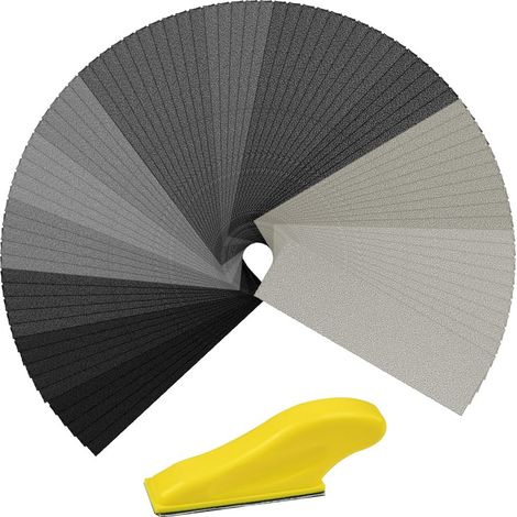 Feuilles Abrasives, Lot de 76 Papier de Verre Sec Ou à l'Eau, 120-5000 Feuilles Abrasives avec Bloc de Ponceuse à Main, pour Poncage, Travail du Bois, Polissage et Ponçage, Noir(9  3cm) (1/5)