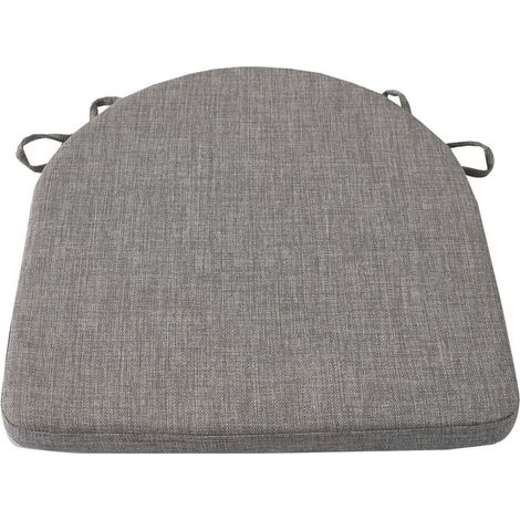 Coussin de chaise de salle à manger avec sangles et fond antidérapant, 42 x 42 x 3,8 cm, gris. (1/4)