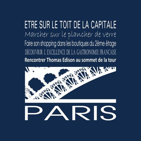 Tableau sur toile Paris Tour Eiffel navy 30x30 cm - Impression sur Toile Murale Décorative - Image imprimée en HD sur Toile - Toile sur Châssis en Bois FSC - Fabriqué en France (1/4)