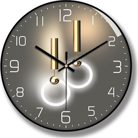 Horloge murale, 30 cm de diamètre, horloge murale numérique ronde à quartz de style européen (1/5)