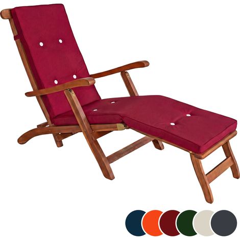 Coussin pour chaise longue pour siège inclinable coussin pour bain de soleil relaxation intérieur extérieur hydrofuge  Rouge
