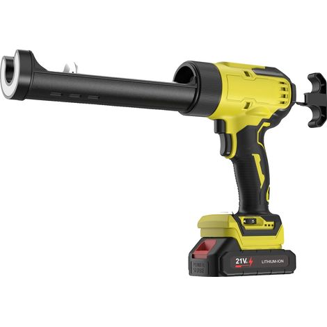 Pistolet à calfeutrer électrique, réglage à 6 vitesses, lumière LED, Jaune (1/2)