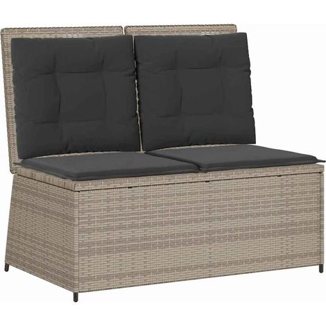 Banc de jardin,Banquette de jardin,Chaise avec coussin Gris clair Poly rotin CFW17141 (1/5)