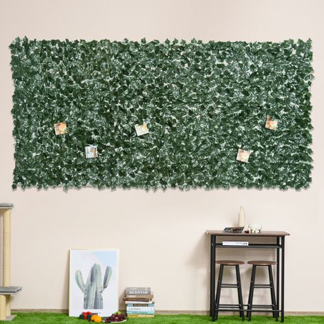 Seto artificial opaco 300 x 150 cm verde oscuro para jardín y balcón OKMYHOME (1/5)