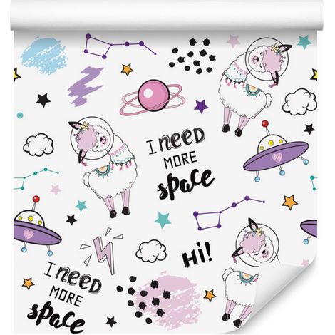 Papel pintado de llamas y estrellas para salón y dormitorio, 50x1000 cm. (1/5)
