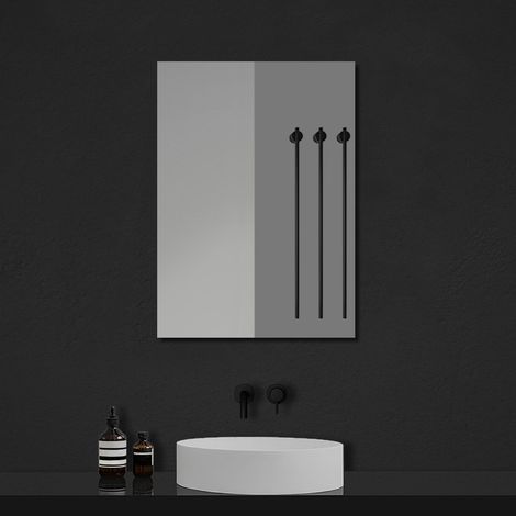 Ocean Armoire de Salle de Bain avec Miroir 70x50cm, Porte simple avec miroir, 2 étagères internes amovibles, Blanc (1/5)