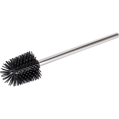 Brosse de silicone avec manche acier inox Brosse de toilette avec tête de rechange en silicone Brillant (1/5)