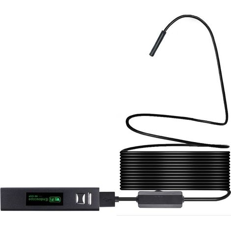 Caméra d'inspection Caméra endoscope sans fil 8 mm IP68 Inspection WiFi étanche 2.0MP HD 8 LED Endoscope à câble semi-rigide pour iPhones iPads Appareils Android et PC, 1M-Noir - 1M-Noir (1/5)