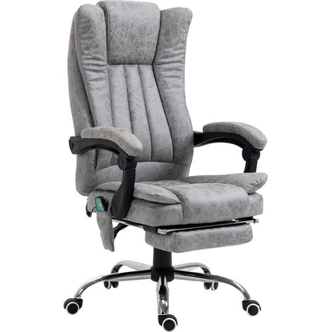 Fauteuil massant chauffant bureau réglable inclinable repos-pied gris