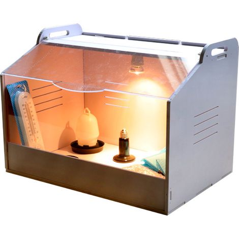 Couveuse chauffante 220V automatique pour poussins avec thermostat et lampe infrarouge, idéale pour volailles, reptiles et petits animaux.
