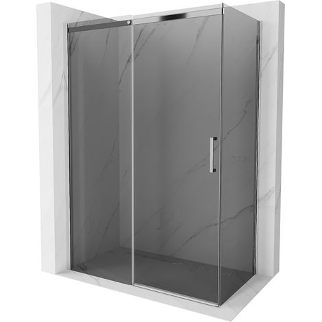 Mexen Omega ausziehbare Duschabtrennung 140 x 80 cm, Graphit, Chrom - 825-140-080-01-40 (1/5)
