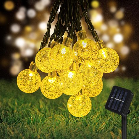 Guirlande solaire exterieure 6M 30LEDs 8 Modes Boules Cristal Guirlande Lumineuse Solaire, Décoration de Soirée, Anniversaire, Mariage, Jardin, Magasin, Maison Intérieur ou Extérieure (1/5)