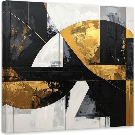 Stampe su Tela, Astrattismo forme nero oro, 20x20 (1/5)