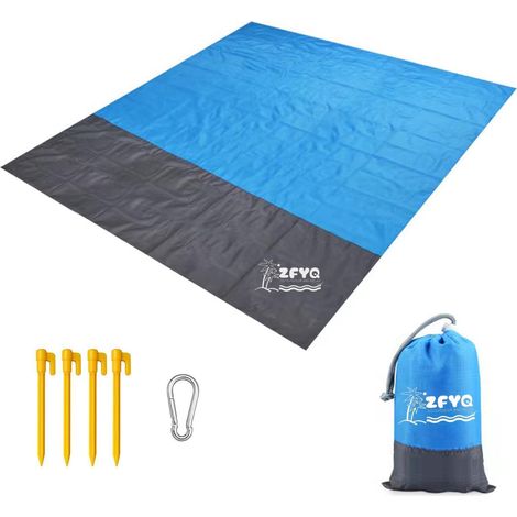 Picknickdecke 200x210cm wasserdicht mit Heringen für Strand & Camping (1/5)