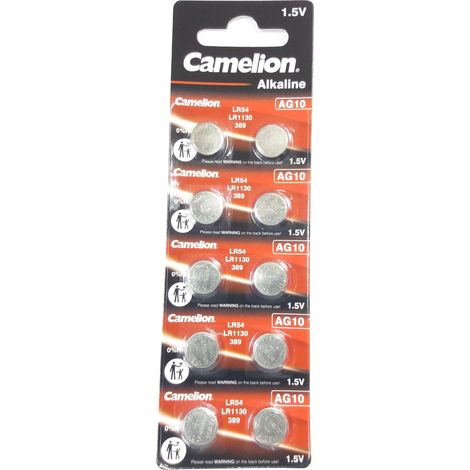 Lot de piles boutons alcalines Camelion AG10/LR54/LR1131/389
