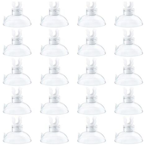 Aquarien-Saugnapf-Klemmen für Standard-Luftschläuche mit 4–6 mm Durchmesser, transparenter Luftschlauchhalter, Zubehör für Aquarien-Lüftungsklemmen, Packung mit 20 Stück (1/4)