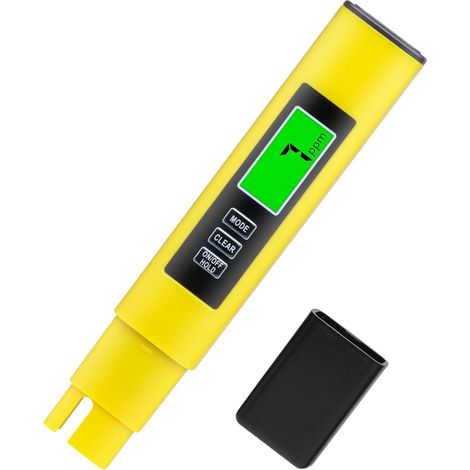 Testeur d'eau numérique TDS 3 en 1 - Mesure TDS, EC et température - 0-9999 ppm - Testeur de qualité de l'eau de haute précision pour eau potable, aquarium, piscine, hydroponie - Jaune
