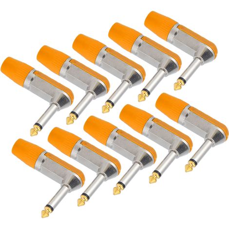 10 Prises Audio 6,35mm Jack Mâle XLR Coude Professionnel Robustes Anticorrosion Adaptateur Casque Orange (1/5)