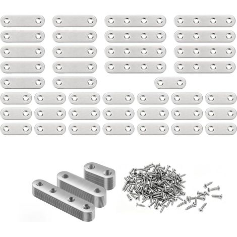 40 Pièces Équerre Plate Fixation Inox, Plaques Raccordement 76/56/36mm (1/5)