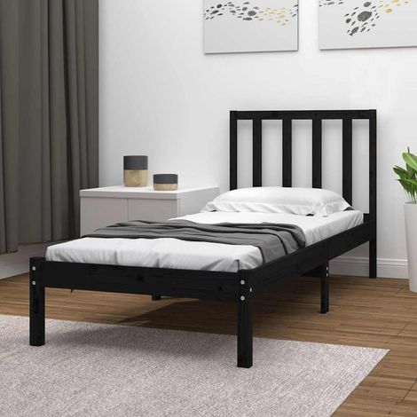 vidaXL Estructura de cama madera maciza de pino negro 75x190 cm (1/5)