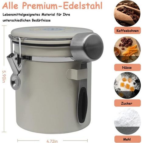 Boîte à café - 1, Acier inoxydable réservoir conservation sous vide cuillère doseuse - Cuisine (1/4)