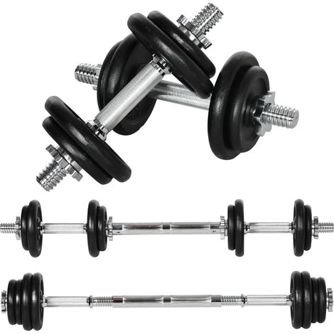 Ensemble d'haltères réglables 2 en 1, comprenant un haltère de 20 kg et une barre avec tube de connexion, antirouille et antidérapant pour un... (1/5)