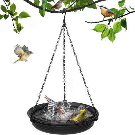 Mangeoire Oiseaux Exterieur, Abreuvoir Oiseaux Exterieur suspendues, Bains pour Oiseaux Sauvages pour Petits Decoration Jardin Balcon (Noir) (1/5)