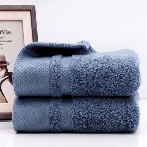 Serviettes de salle de bain, lot de 2, serviette de visage ultra douce et très absorbante, serviette de main durable pour un usage quotidien, maison, camping, salle de sport (bleu marine, 35,6 x 76,2 (1/5)