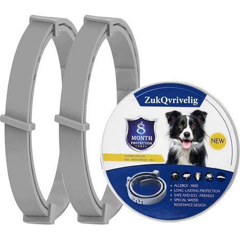2 collares para perros, Collar para perros, seguros, impermeables y ajustables, para mascotas medianas y grandes (62 cm) (1/5)